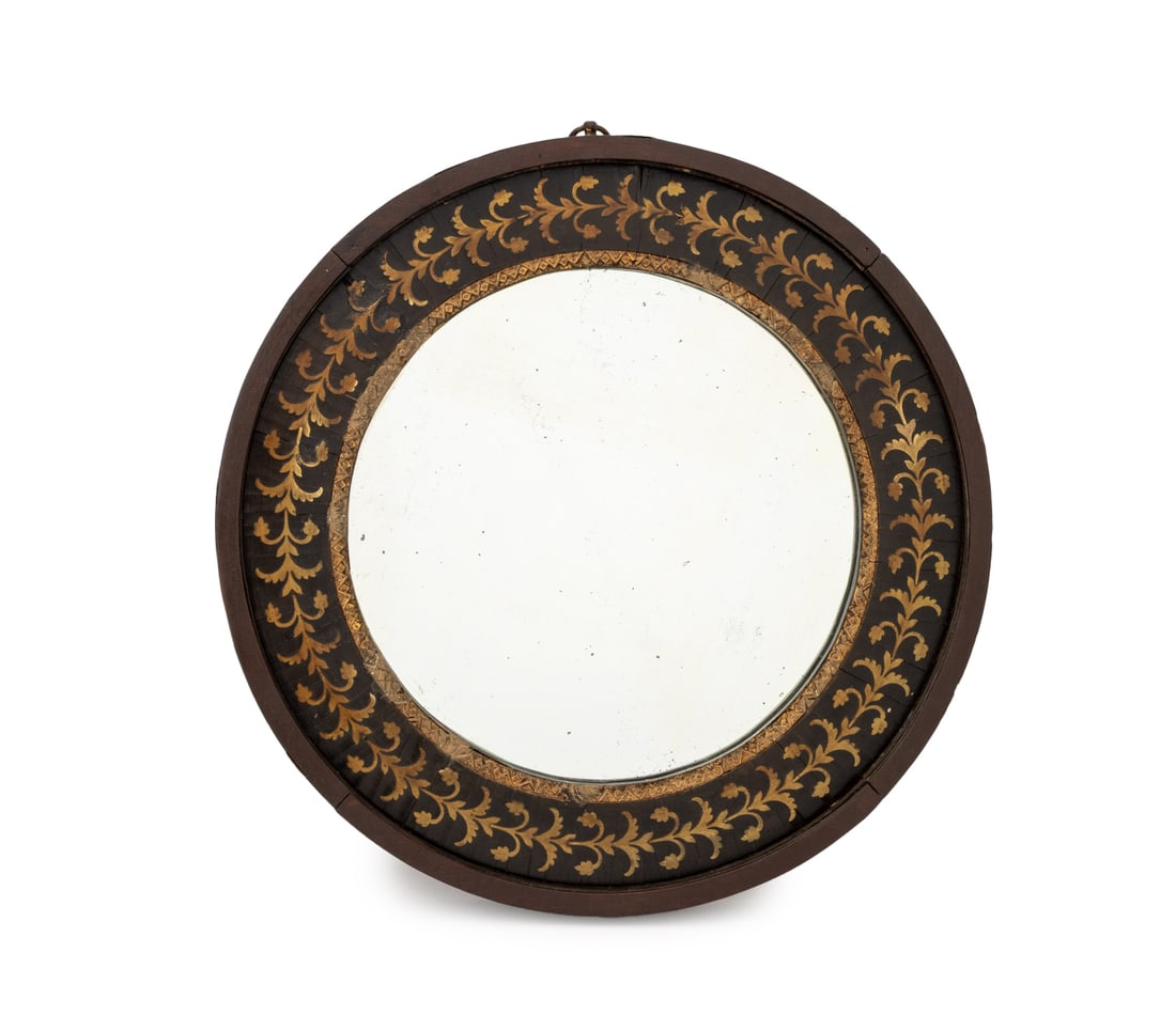 Regency Brass Inlaid Mahogany Circular Mirror (1 of 8)