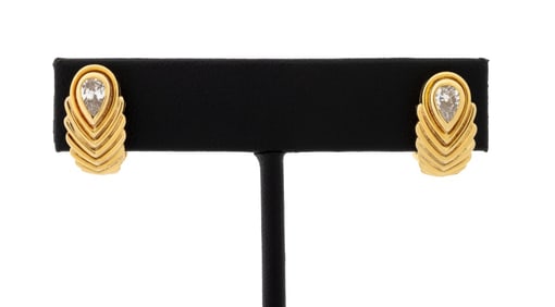 18K Yellow Gold Diamond Earrings