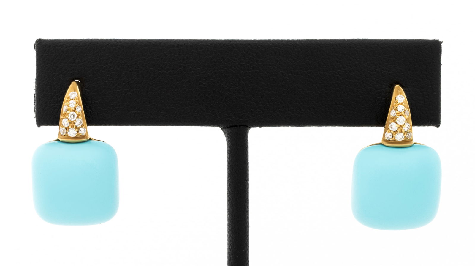 18K Yellow Gold Turquoise Diamond Earrings (1 of 7)
