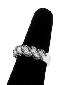 14K White Gold Black & White Diamond Ring