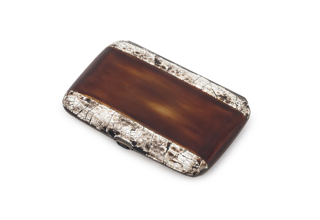 French Enameled Silver and Horn Cigarette Case (1 of 7)