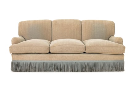 Modern Beige Upholstered Three-Seat Sofa