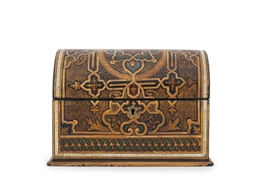 Gilt & Polychrome Lacquered Domed Top Writing Box