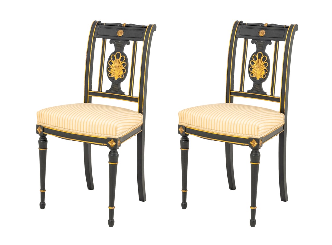 Directoire Style Ebonized Side Chairs, Pair (1 of 12)