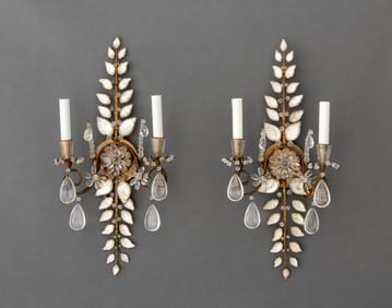 Maison Bagues Attr. Gilt Metal Sconces, Pair