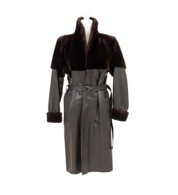 Yves Saint Laurent Fourrures Leather and Fur Coat