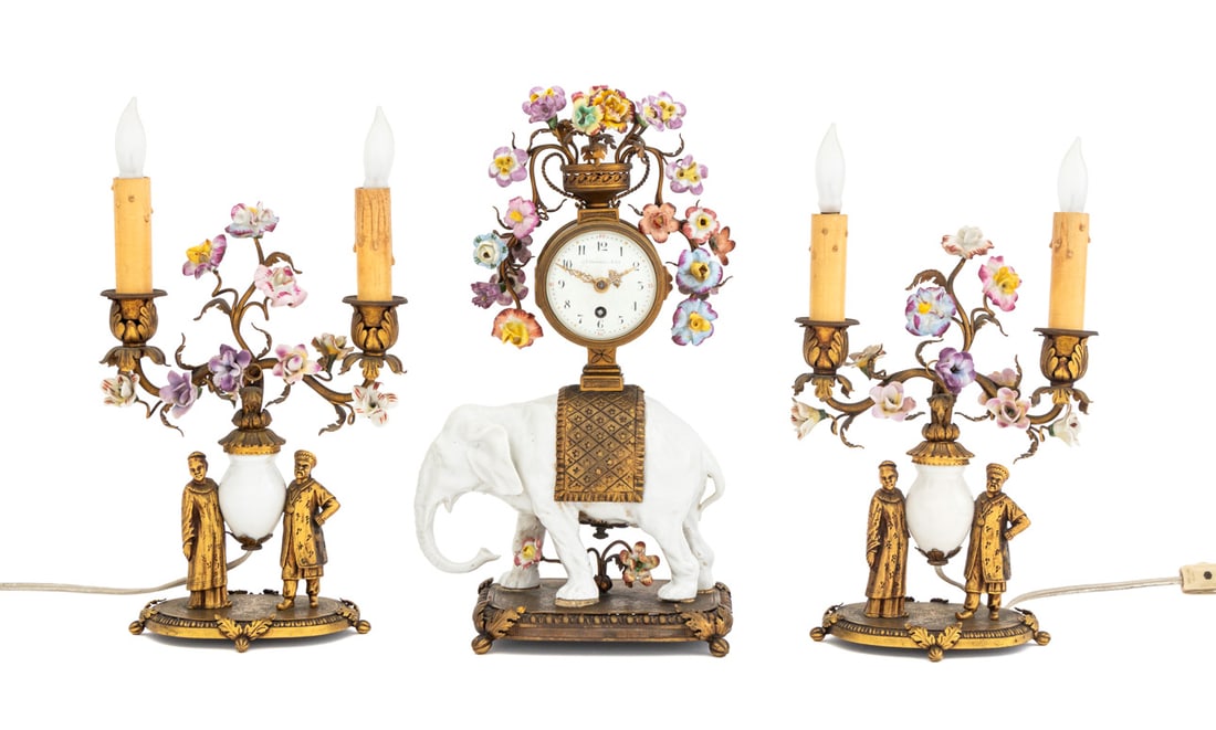 J.E. Caldwell Bronze & Porcelain Clock Set, 3 (1 of 20)