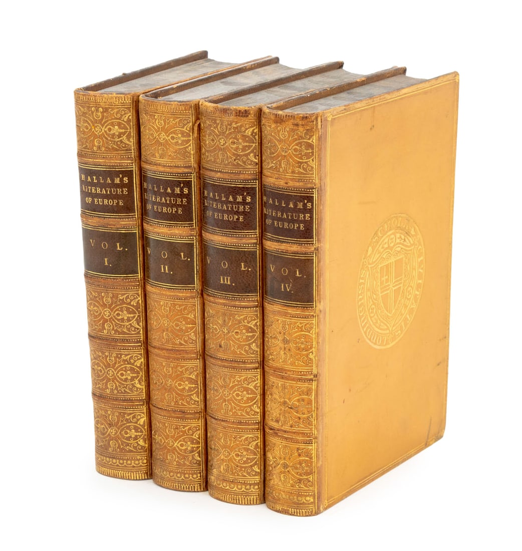 Henry Hallam "Literature of Europe", 1855, 4 Vols.: Hallam, Henry, "Introduction to the Literature of Europe in the Fifteenth, Sixteenth, and Seventeenth Centuries", Complete Set of Four Volumes, London: John Murray, 1855. Each: 7" H x 5" W x 1.25" D.