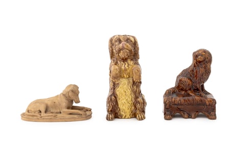 Art Pottery Dog Form Sculptures, 3