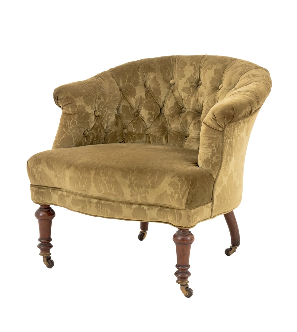 George Smith Style Green Velvet Tub Chair (1 of 9)