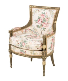 Louis XVI Style Green Painted Bergere