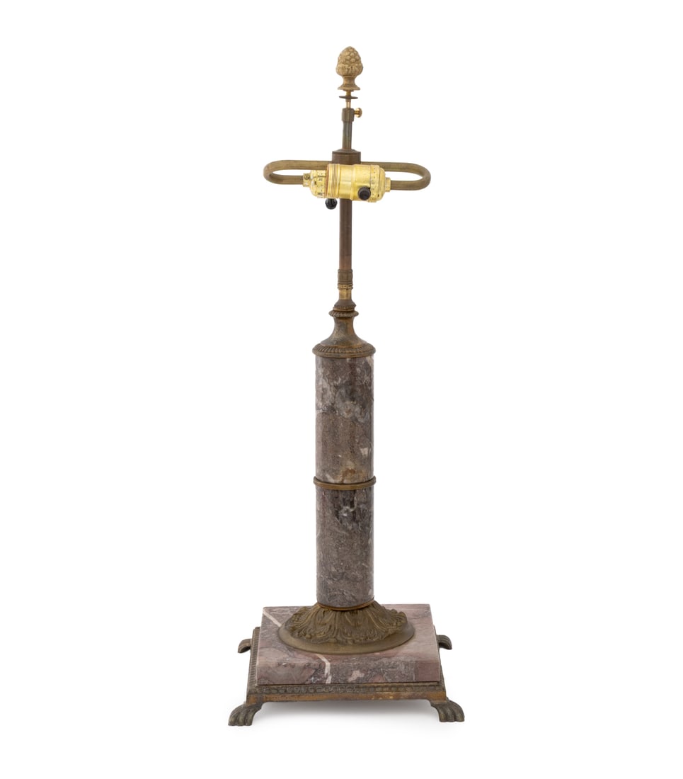 Gilt Bronze Mounted Marble Column Table Lamp (1 of 7)