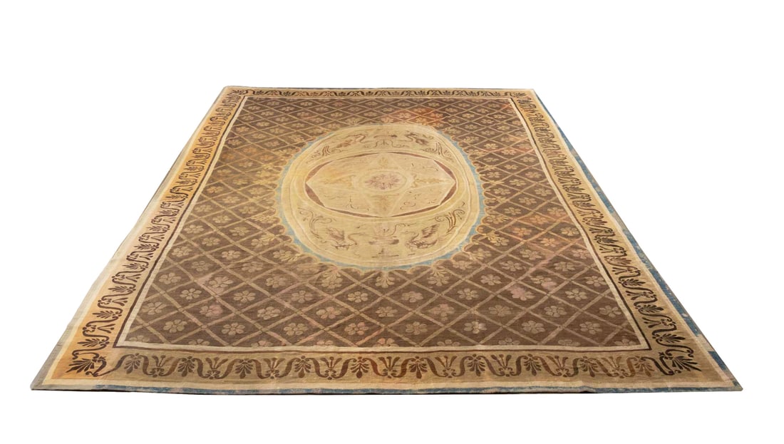 Directoire Aubusson Medallion Carpet, 18' x 14' (1 of 9)