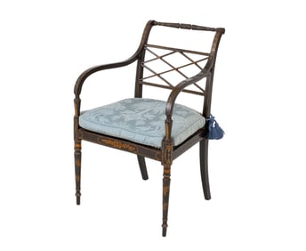 Regency Gilt and Ebonized Armchair, 19th C.