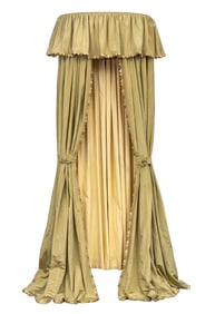 Green & Yellow Cotton Bed Canopy Draperies, 4 Pcs.