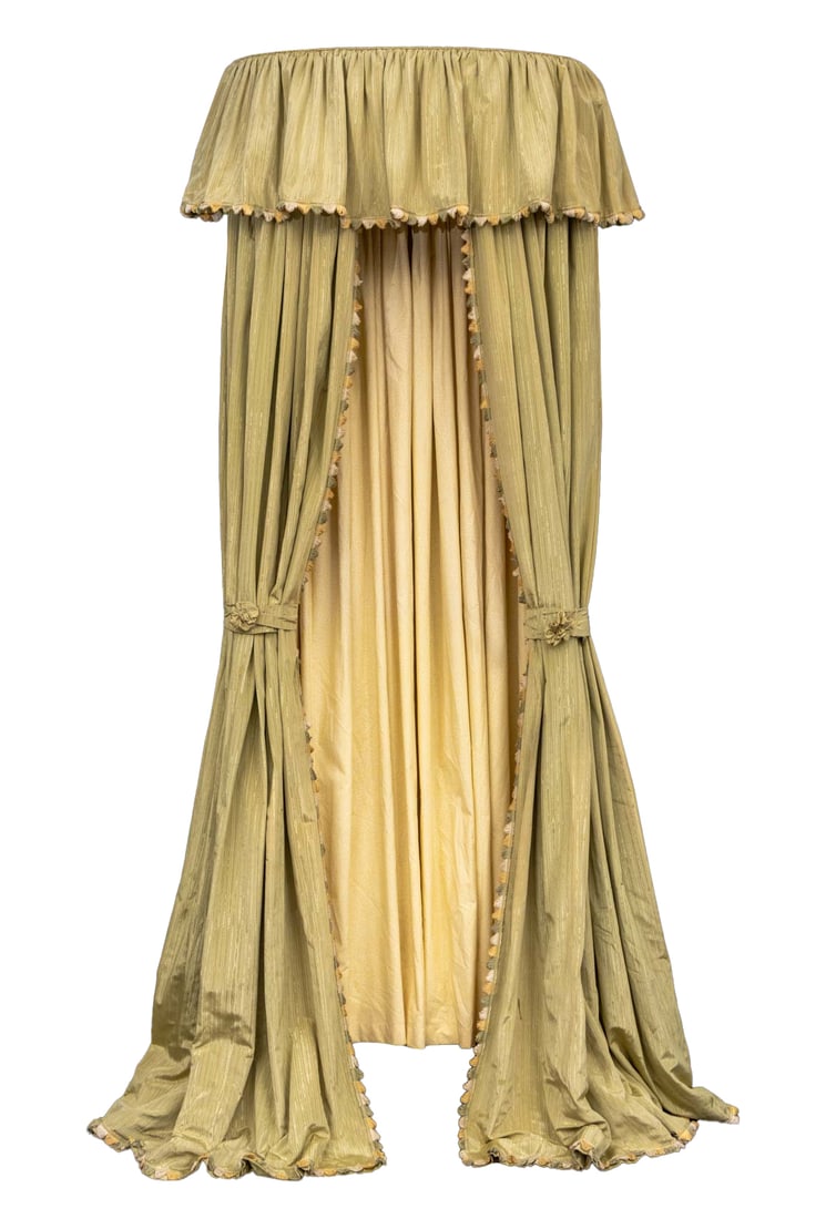 Green & Yellow Cotton Bed Canopy Draperies, 4 Pcs. (1 of 12)