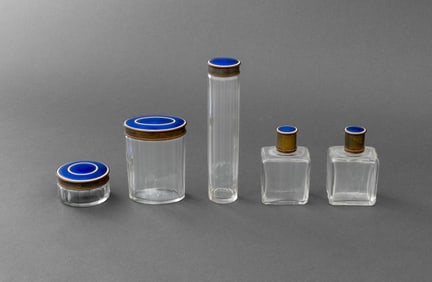 Art Deco Glass & Enamel Vanity Accessories, 5