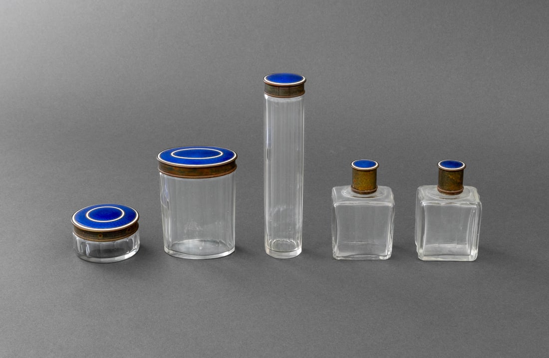 Art Deco Glass & Enamel Vanity Accessories, 5 (1 of 9)