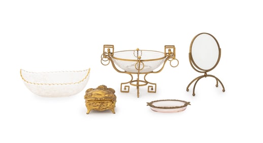Gilt Metal & Cut Glass Tabletop Accessories, 5