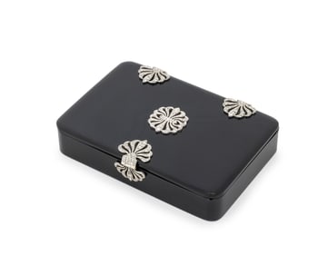 Art Deco 18K White Gold Diamond Onyx Box