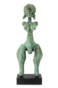 Modern Verdigris Patinated Bronzed Resin Sculpture