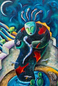 Signed Animal Abstraction Oil on Canvas