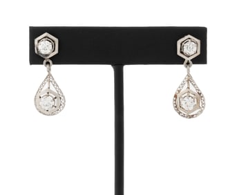 14K Yellow Gold Diamond Drop Earrings