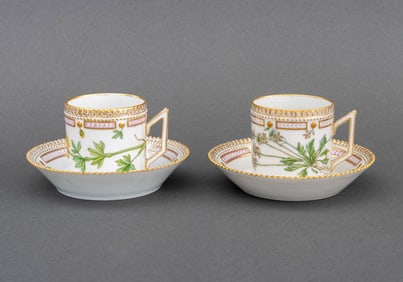 Royal Copenhagen "Flora Danica" Teacups, Pair