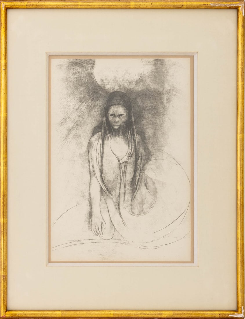 Odilon Redon "Buddha" Lithograph: Odilon Redon (French, 1840-1916), "L'Intelligence fut a moi! Je devins le Buddha" [Intelligence was Mine! I Became the Buddha], Lithograph, from La Tentation de Saint-Antoine [The Temptation of Saint