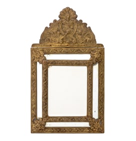 Napoleon III Repousse Brass Mirror, 19th C.