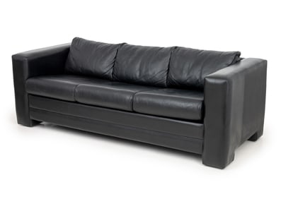 Modern Black Leather Upholstered Sleeper Sofa