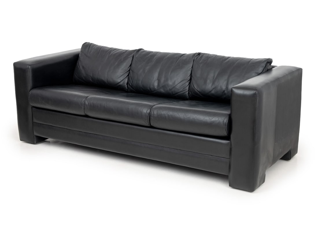 Modern Black Leather Upholstered Sleeper Sofa (1 of 9)