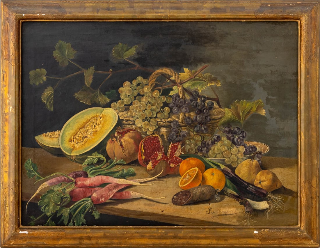 European School Still Life with Fruit Oil, 19th C. (1 of 7)