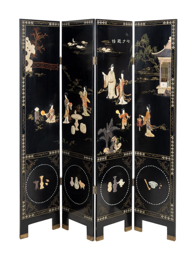 Chinese Coromandel 4-Panel Floor Screen (1 of 8)