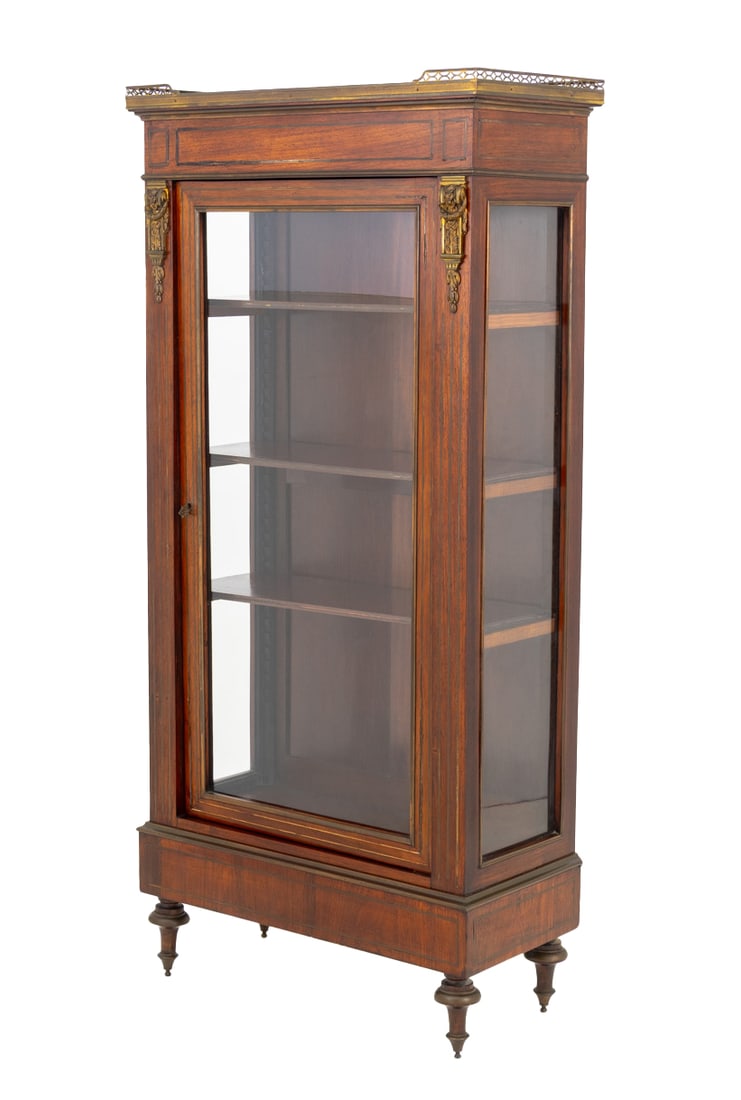 Louis XVI Style Kingwood and Brass Inlay Vitrine (1 of 17)