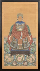 Chinese Ancestor Portrait of a Woman Gouache