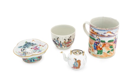 Chinese Famille Rose Porcelain Tableware, 4 Pcs.