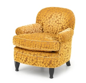 Contemporary Golden Velvet Upholstered Club Chair