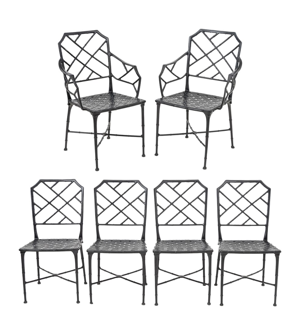 Bamboo Motif Wrought Iron Chairs, 6 (1 of 13)