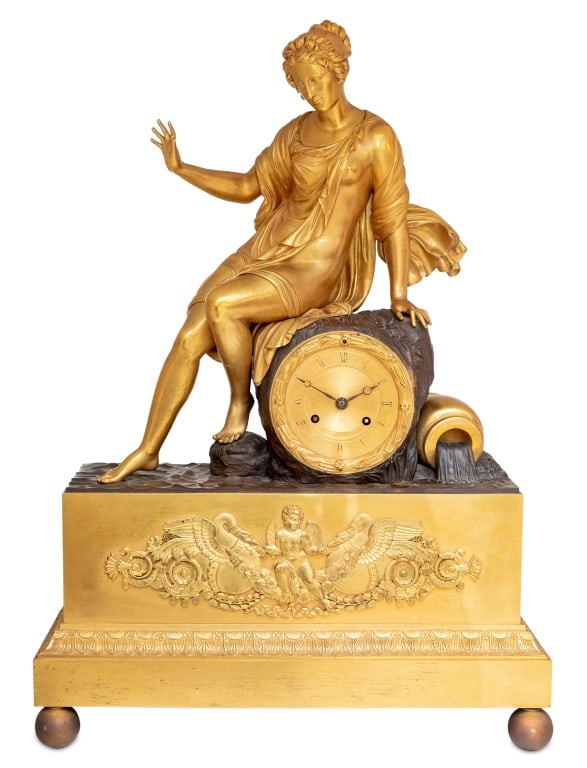 Charles X Gilt and Patinated Bronze Figural Clock (1 of 4)