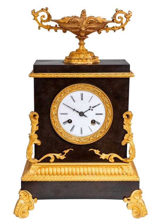 Charles X Gilt and Patinated Bronze Mantel Clock (1 of 4)