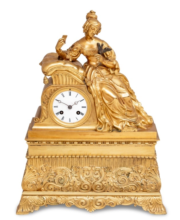 Louis XV Style Gilt Bronze Figural Mantel Clock (1 of 4)