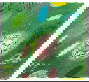 Elfi Schuselka Abstraction in Green Oil on Canvas