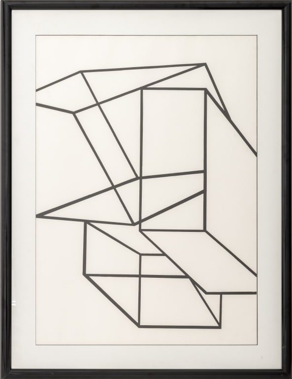 Al Held Untitled (Cubes) Lithograph, 1969: Al Held (American, 1928-2005), Untitled (Cubes), Lithograph on Strathmore Paper, 1969, signed in pencil and numbered edition "67 / 100" verso, Strathmore blindstamp lower right corner, ebonized frame.