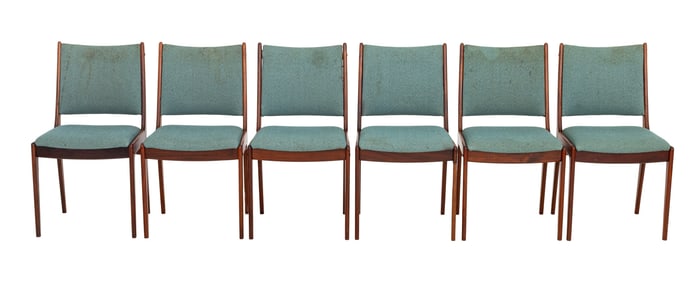 Johannes Andersen Attr. Rosewood Dining Chairs, 6