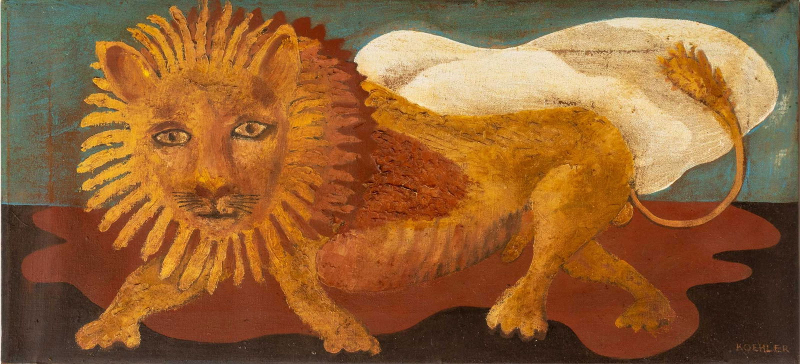 Ed Koehler Lion Walking Oil on Canvas (1 of 5)