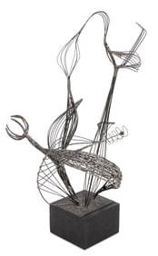 American School Abstract Floral Wire Sculpture