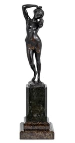 Charles Masse Nude Woman Patinated Bronze, 19th C.