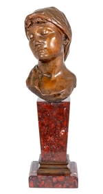 Eugene Rossi Portrait Patinated Bronze and Marble