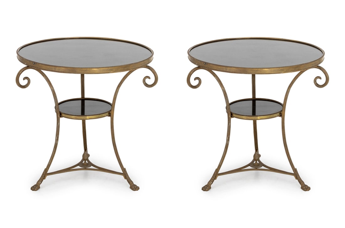 French Empire Style Marble and Brass Gueridon, Pr. (1 of 8)